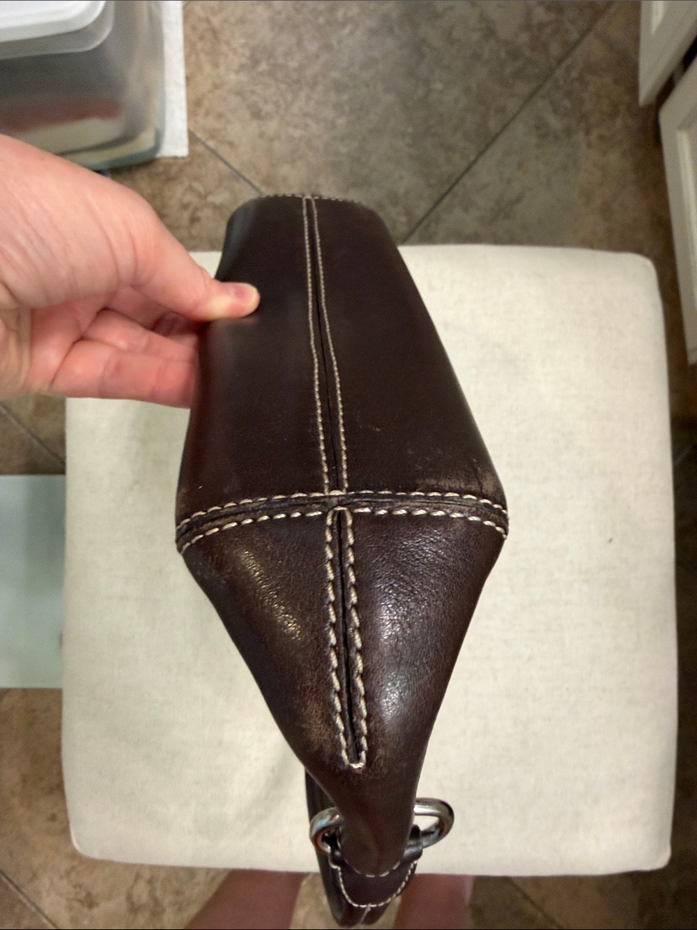 Cole Haan Dark Brown Leather Shoulder Bag - Picture 7 of 9